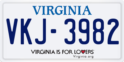 VA license plate VKJ3982