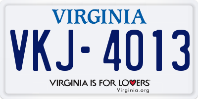 VA license plate VKJ4013