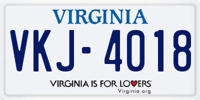 VA license plate VKJ4018