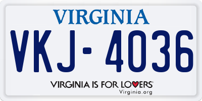 VA license plate VKJ4036