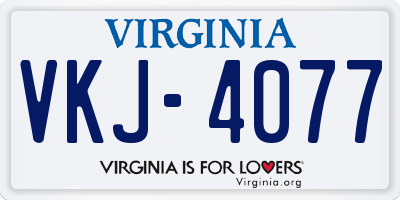 VA license plate VKJ4077