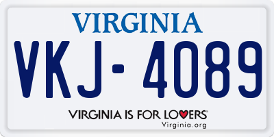 VA license plate VKJ4089