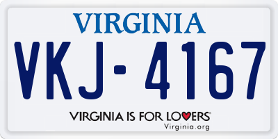 VA license plate VKJ4167