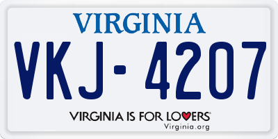 VA license plate VKJ4207