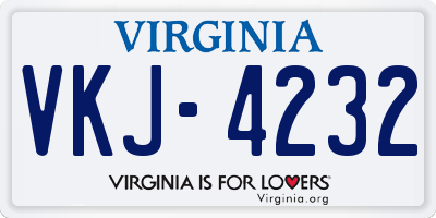 VA license plate VKJ4232