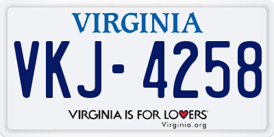 VA license plate VKJ4258