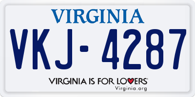 VA license plate VKJ4287