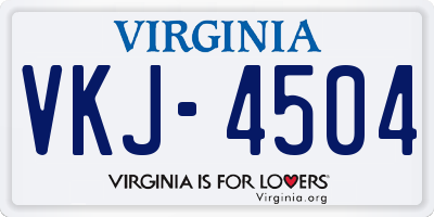 VA license plate VKJ4504