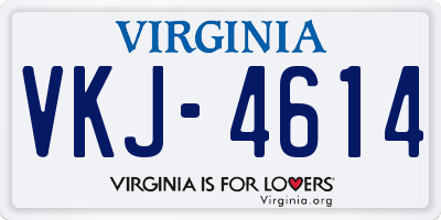 VA license plate VKJ4614
