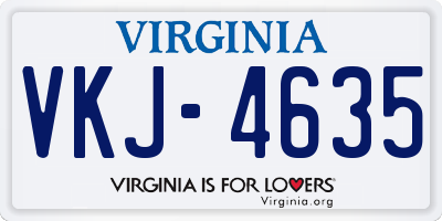 VA license plate VKJ4635