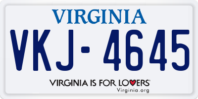 VA license plate VKJ4645