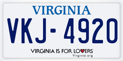 VA license plate VKJ4920