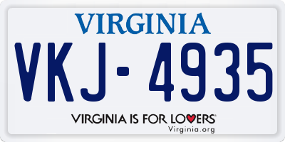 VA license plate VKJ4935