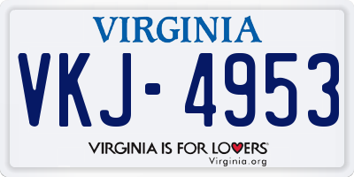 VA license plate VKJ4953