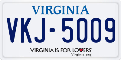 VA license plate VKJ5009