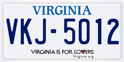 VA license plate VKJ5012