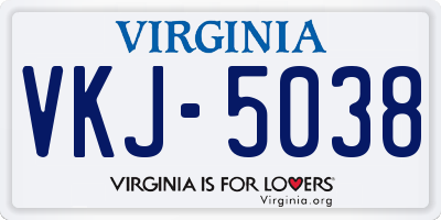 VA license plate VKJ5038