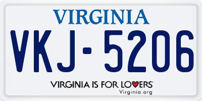 VA license plate VKJ5206