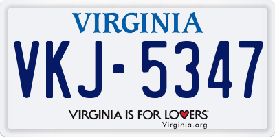 VA license plate VKJ5347