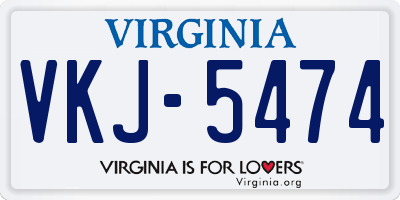 VA license plate VKJ5474