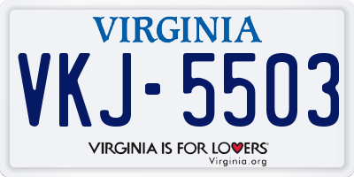 VA license plate VKJ5503