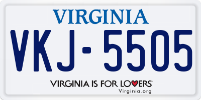 VA license plate VKJ5505