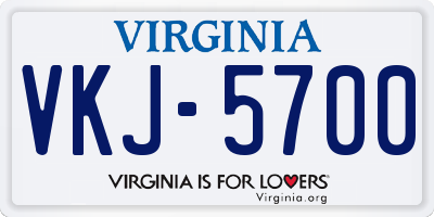 VA license plate VKJ5700