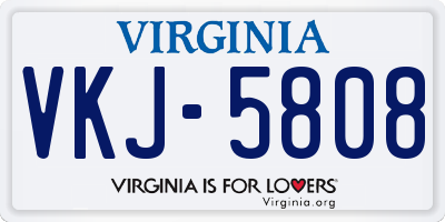 VA license plate VKJ5808