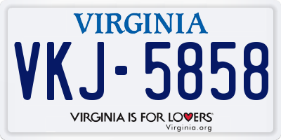 VA license plate VKJ5858