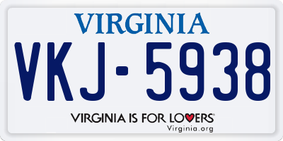 VA license plate VKJ5938
