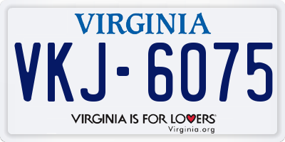 VA license plate VKJ6075