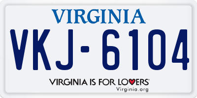 VA license plate VKJ6104