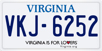VA license plate VKJ6252