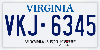 VA license plate VKJ6345