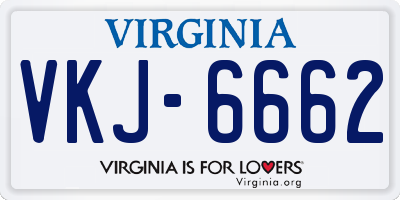 VA license plate VKJ6662
