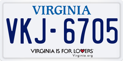 VA license plate VKJ6705