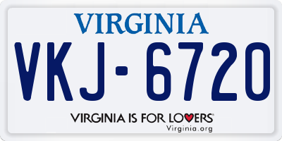 VA license plate VKJ6720