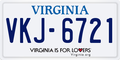 VA license plate VKJ6721