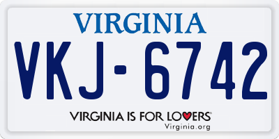VA license plate VKJ6742