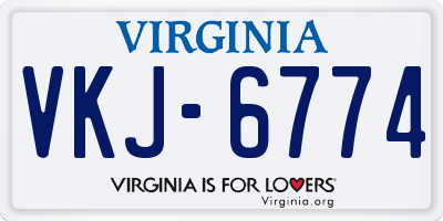 VA license plate VKJ6774