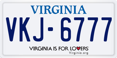 VA license plate VKJ6777