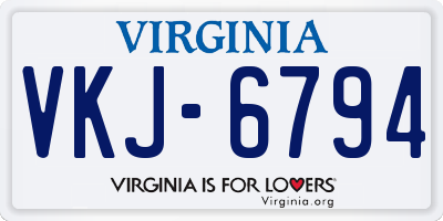 VA license plate VKJ6794