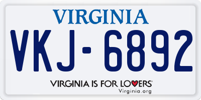 VA license plate VKJ6892