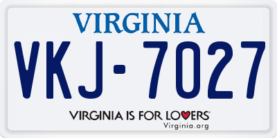 VA license plate VKJ7027