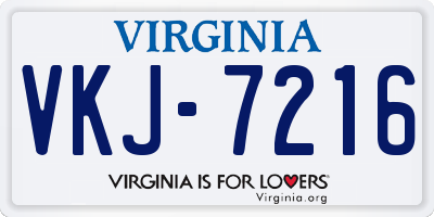 VA license plate VKJ7216
