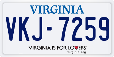 VA license plate VKJ7259