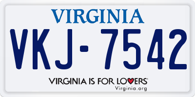 VA license plate VKJ7542