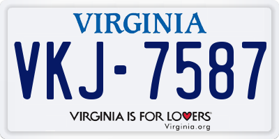 VA license plate VKJ7587