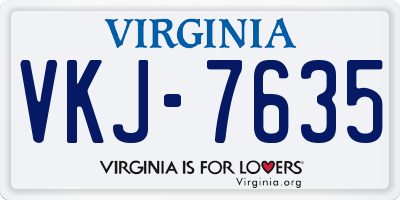 VA license plate VKJ7635