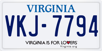 VA license plate VKJ7794